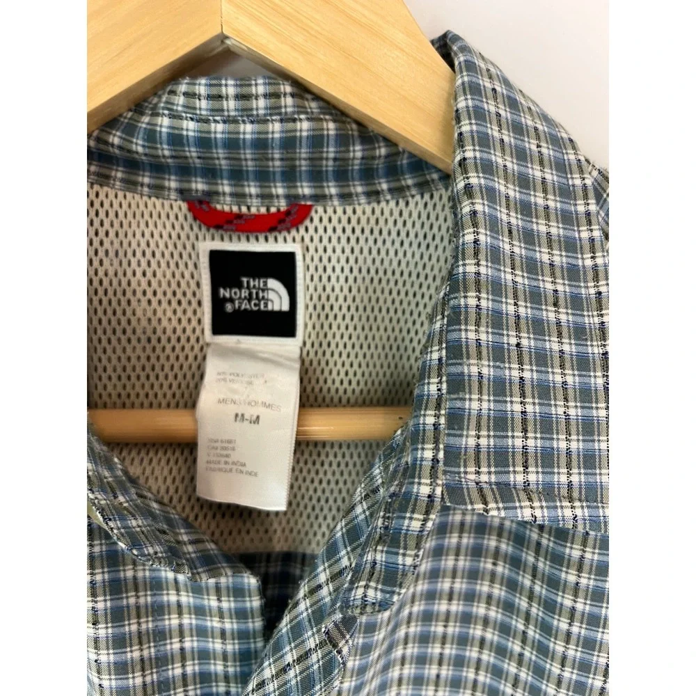 The North Face Mens Blue Green Plaid Short Sleeve Hiking Shirt Medium gorpcore